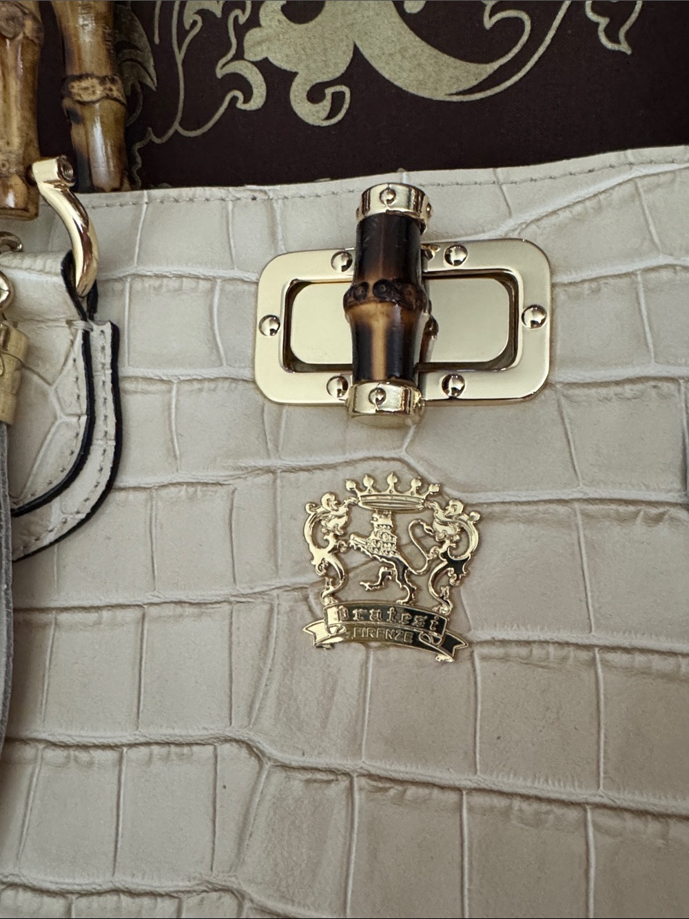 Pratesi Sarteano Croc Embossed Leather Bag - Picture 11 of 16